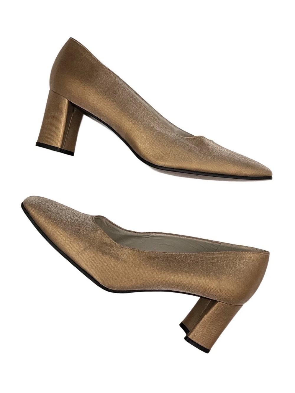 Stuart Weitzman Vintage 80s 90s Metallic Satin Heels Pumps Sz 7